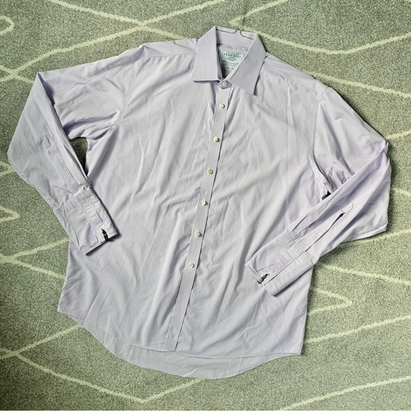 Charles Tyrwhitt Jermyn Street Purple Pinstripe Button Down Shirt w/ French Cuff - Picture 1 of 4